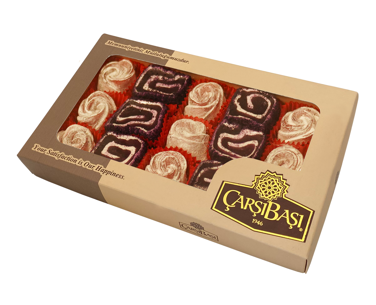 Carsibasi Premium Assorted Turkish Delight (Rose & Velvet Roll) - 350g Gift Box