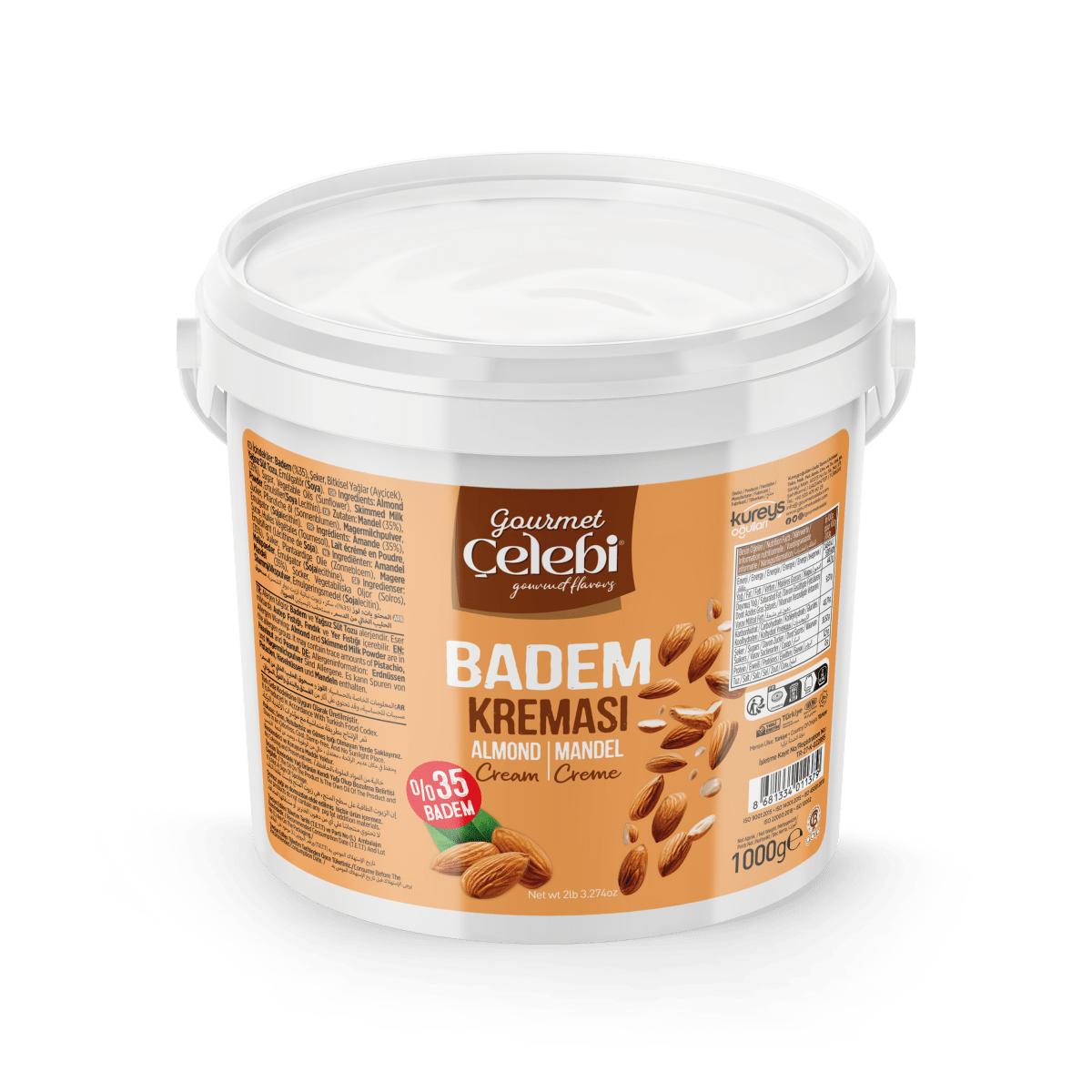 Celebiogullari Professional Almond Cream (35% Almond) - 500g, 1kg & 5kg Buckets - TryAladdin
