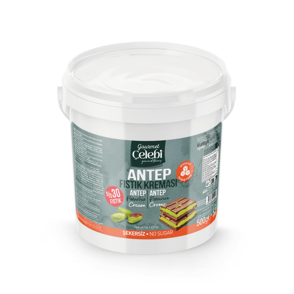 Celebiogullari Professional Sugar Free Antep Pistachio Butter (30%) - 500g, 1kg & 5kg Buckets - TryAladdin