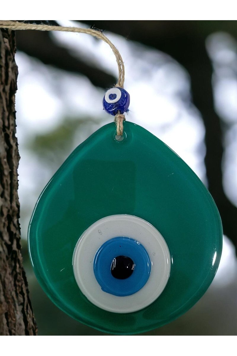 Blue Nazar Beaded Green Color Drop Pattern Handmade Wall Ornament - TryAladdin