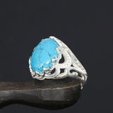 Tesbihevim | Men's Silver Ring with Turquoise Stone - TryAladdin