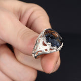 Tesbihevim | Men's Silver Ring with Pietersite Stone - TryAladdin