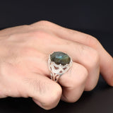 Tesbihevim | Men's Silver Ring with Labradorite Stone - TryAladdin