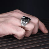 Tesbihevim | Armed Model Silver Ring with Zircon Stone for Men - TryAladdin