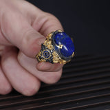 Tesbihevim | Men's Silver Ring with Lapis Lazuli Stone - TryAladdin