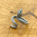 Adjustable Green Snake Eyes Design Ring - TryAladdin