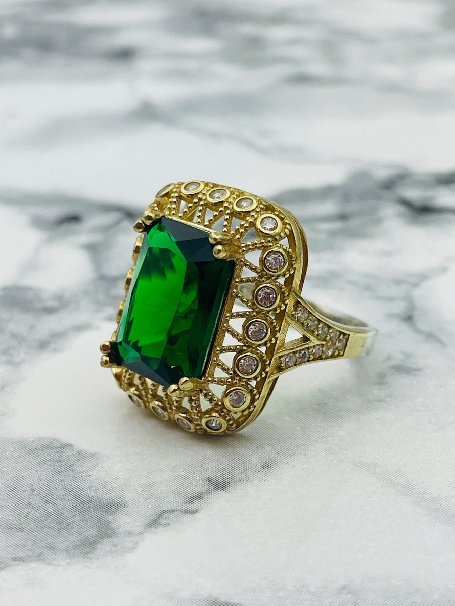 Istanbul Jewelry | Emerald Handmade Vintage Silver Ring - TryAladdin