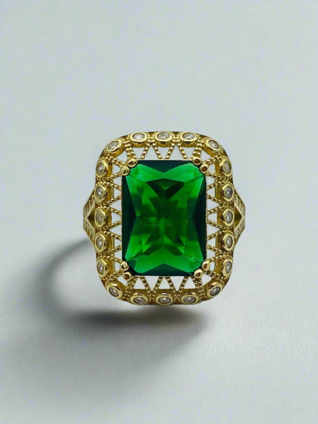 Istanbul Jewelry | Emerald Handmade Vintage Silver Ring - TryAladdin