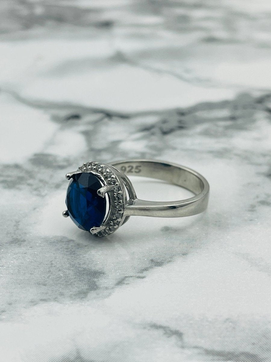 Istanbul Jewelry | Sapphire Turkish Design Oval Handmade Silver Ring - TryAladdin