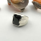 Black Onyx Men's Silver Ring - TryAladdin