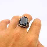 Black Onyx Oval Stone Men's Ring - TryAladdin