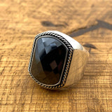 Black Zircon Gemstone Ring Men's Jewelry - TryAladdin