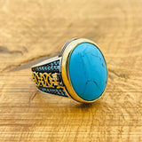 Blue Turquoise Silver Ring for Men - TryAladdin