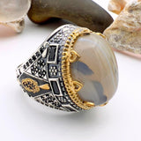 Brown Topaz Agate Stone Men's Ring - TryAladdin