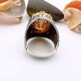 Champagne Citrine Oval Stone Men's Ring - TryAladdin