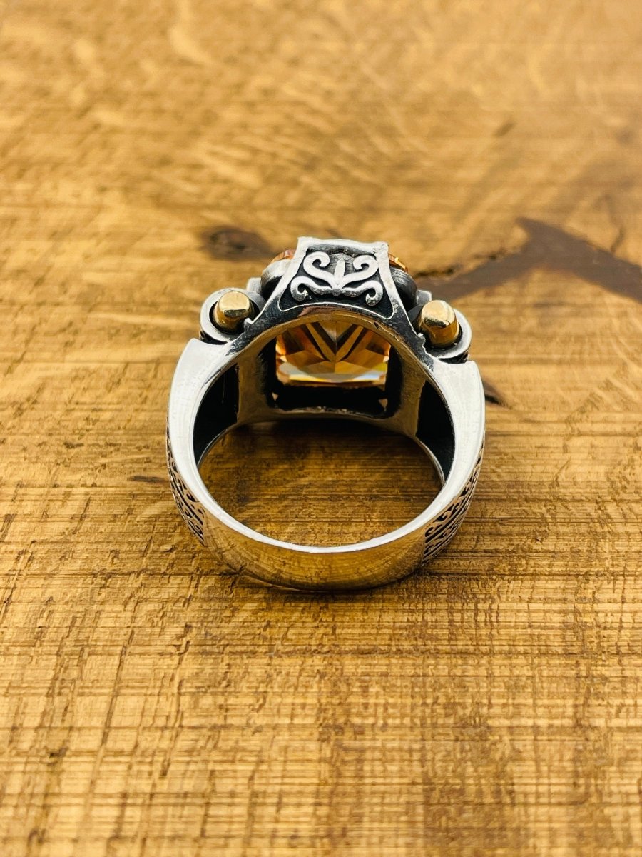 Citrine Silver Men's Ring - TryAladdin