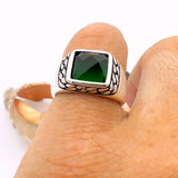 Emerald Squared Stone Ring Men - TryAladdin