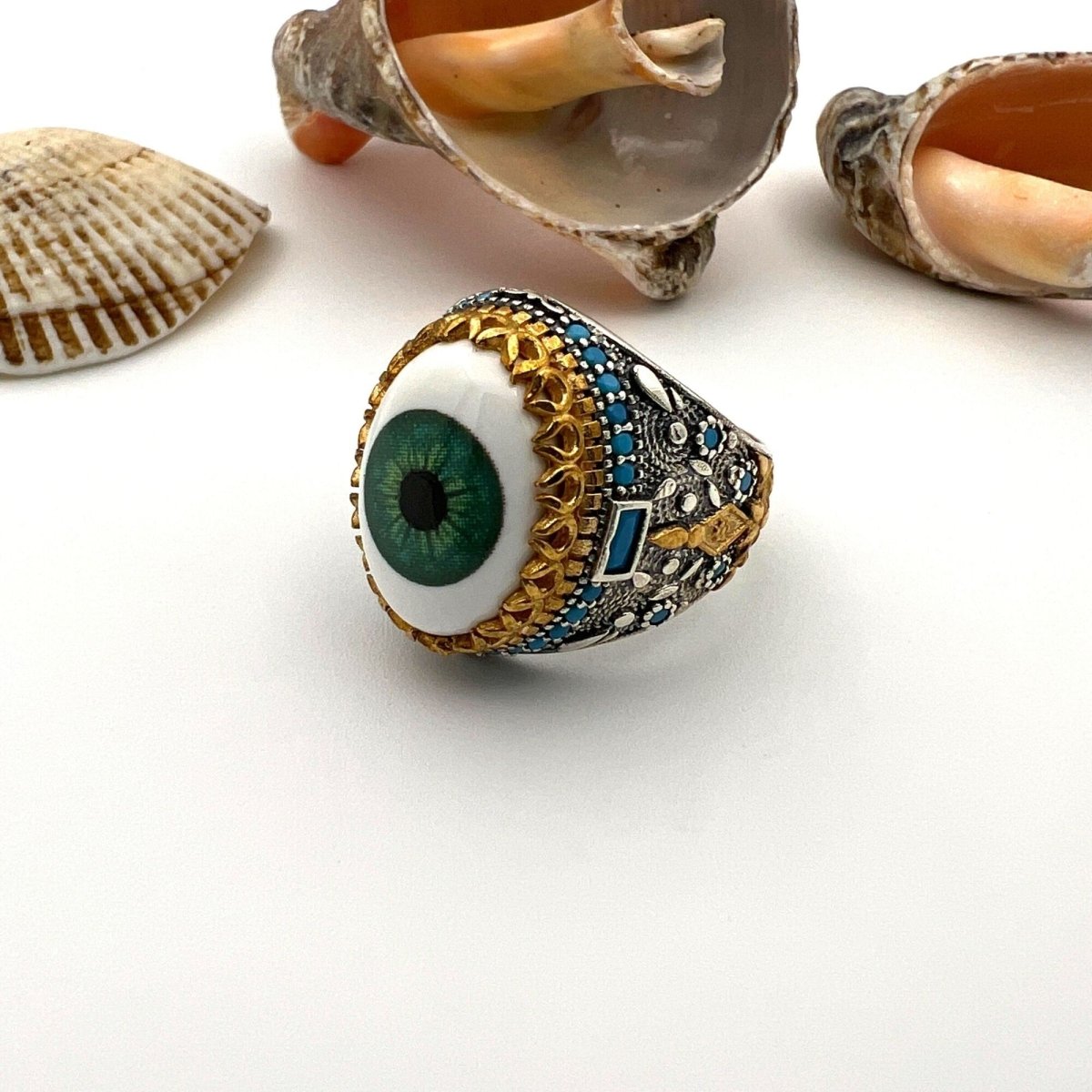 Evil Eye Silver Men's Ring - TryAladdin