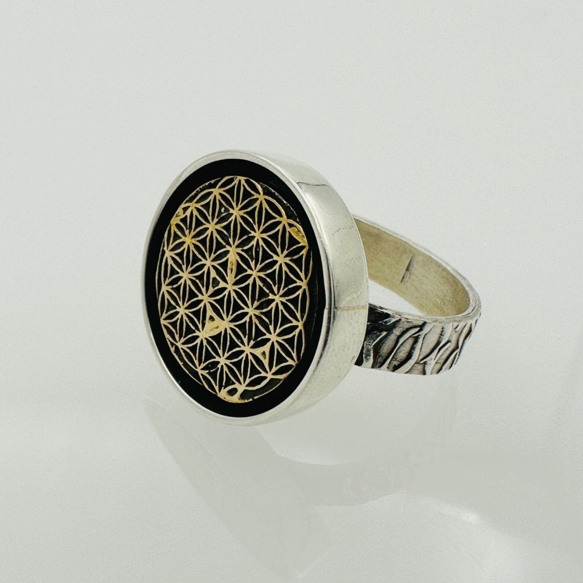 Flower Of Life Signet Silver Ring - TryAladdin