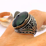 Green Emerald Oval Stone Men's Ring - TryAladdin