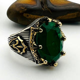 Green Tourmaline Oval Stone Men's Ring - TryAladdin