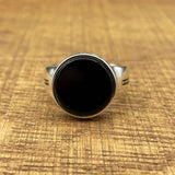 Handmade Minimalist Oval Black Onyx Silver Ring - TryAladdin