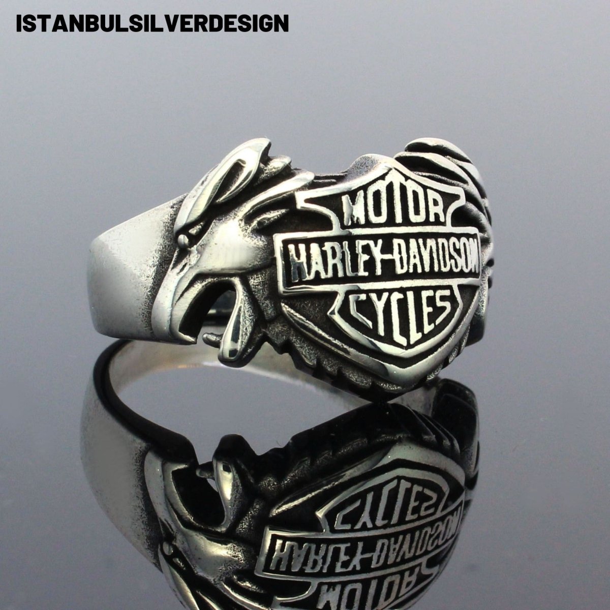 Harley Davidson 925K Sterling Silver Ring - TryAladdin