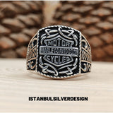 Harley Davidson Inspired Sterling Silver Biker Ring - TryAladdin