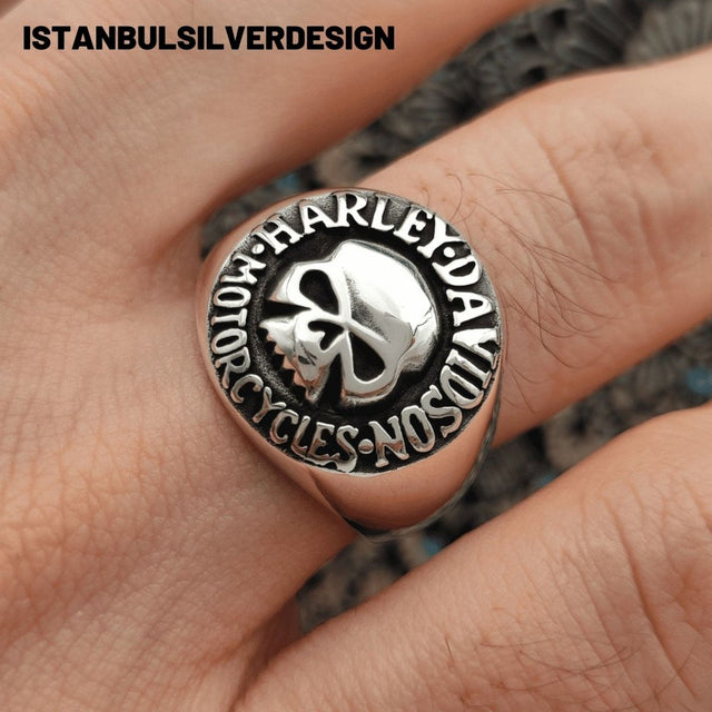 Harley Davidson Motorcycle Signet Ring - TryAladdin