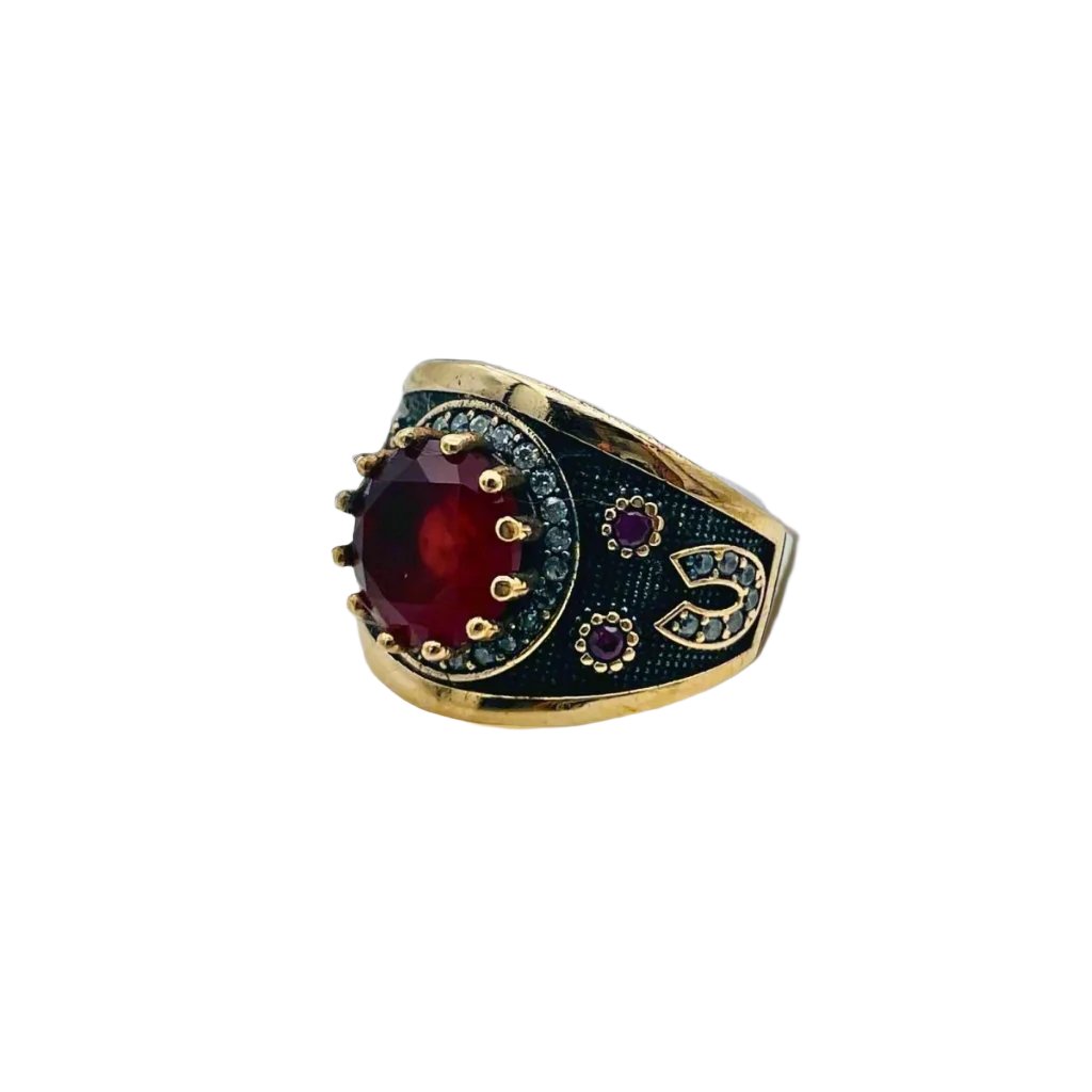 Istanbul Jewelry | Ruby Turkish Design Ottoman Handmade Silver Ring - TryAladdin