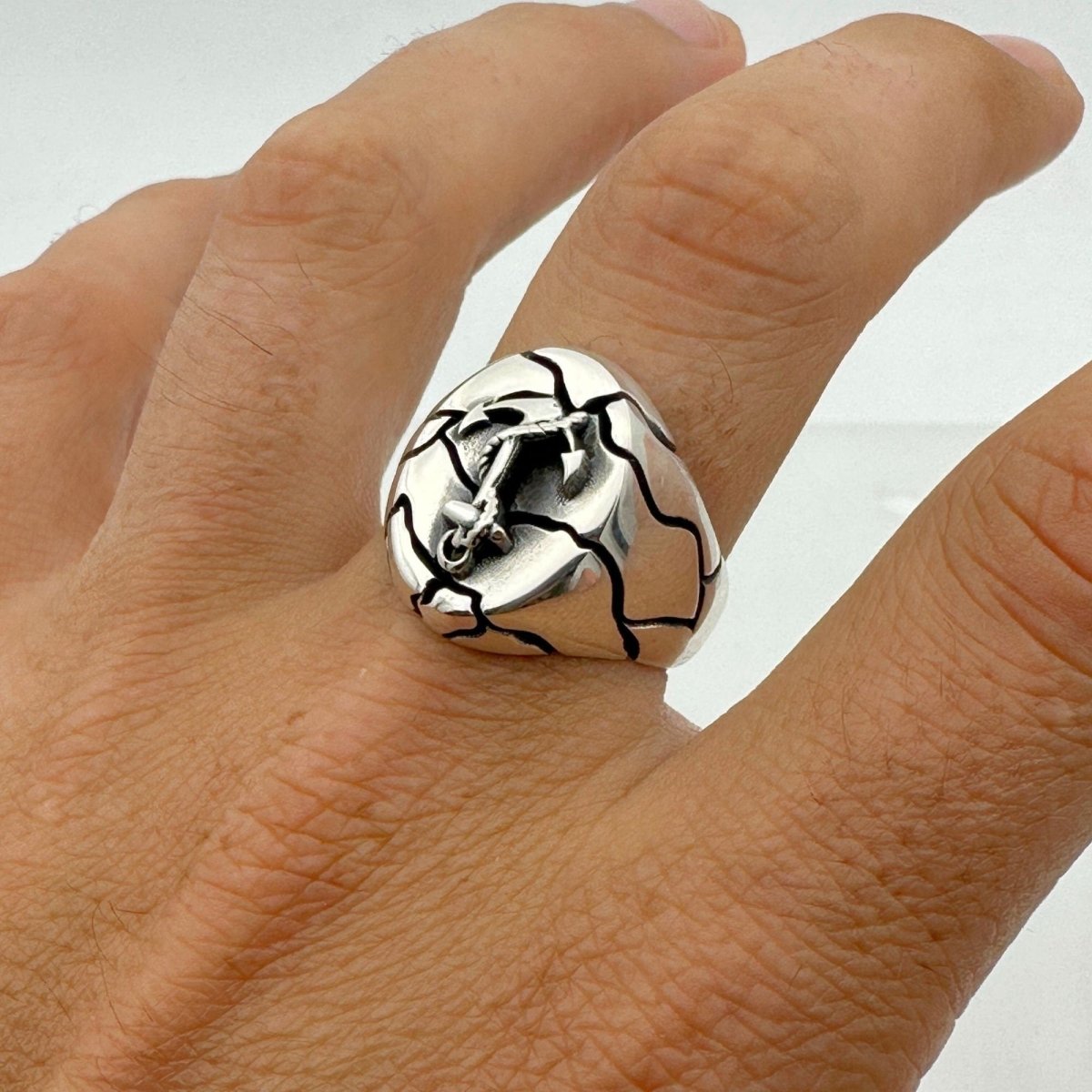 Men's Anchor Design Silver Ring - TryAladdin