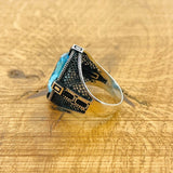 Men's Aquamarine Compass Ring - TryAladdin