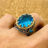 Men’s Aquamarine Oval Ring - TryAladdin