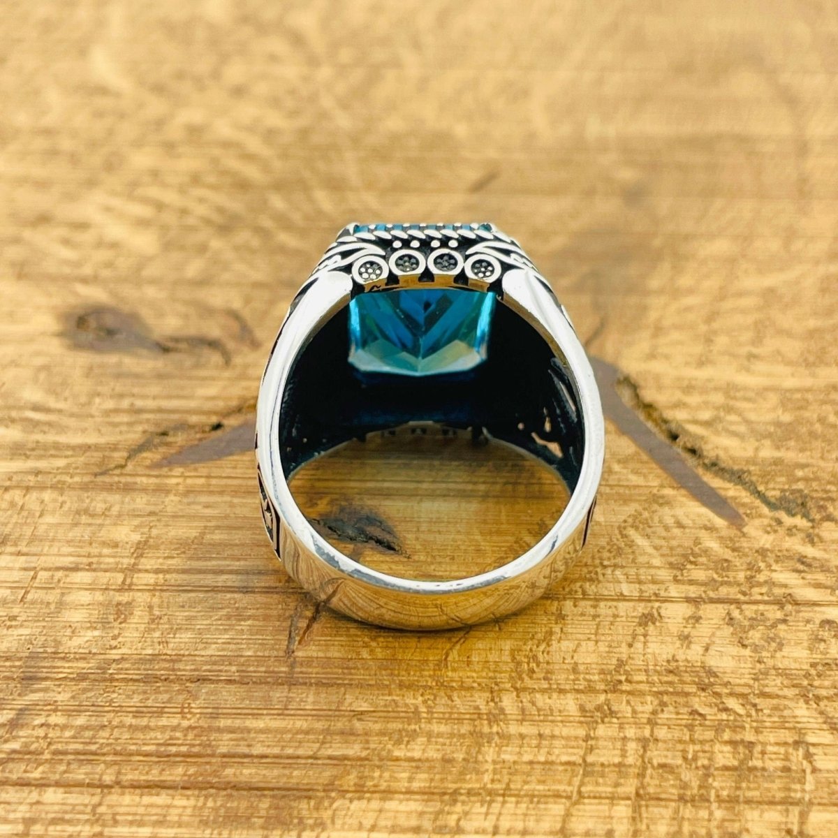 Men's Aquamarine Square Ring - TryAladdin