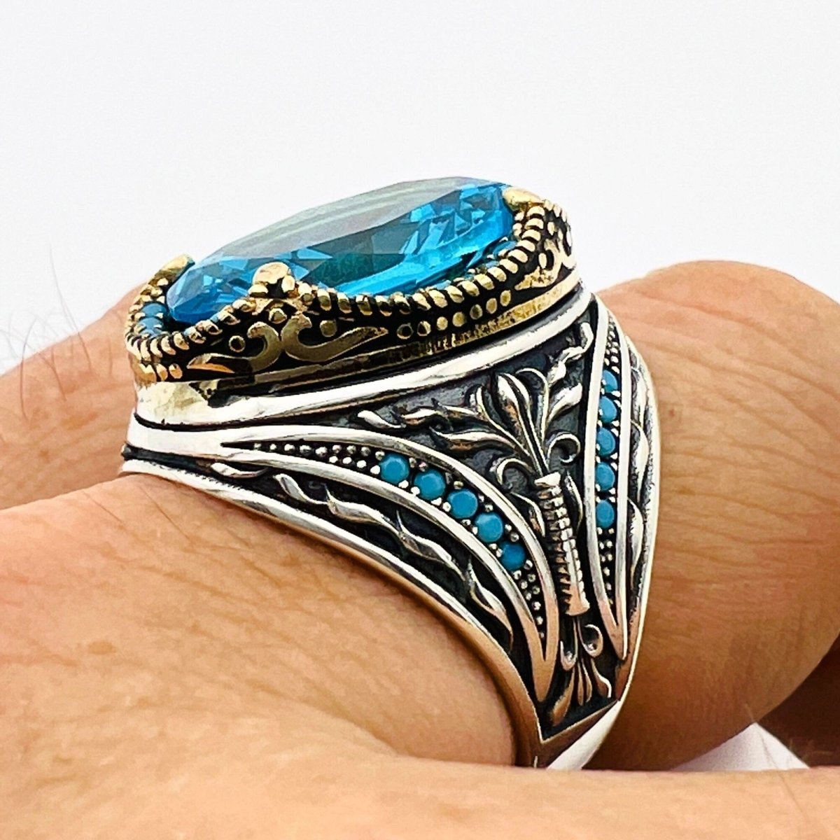 Men's Aquamarine Stone Ring - TryAladdin