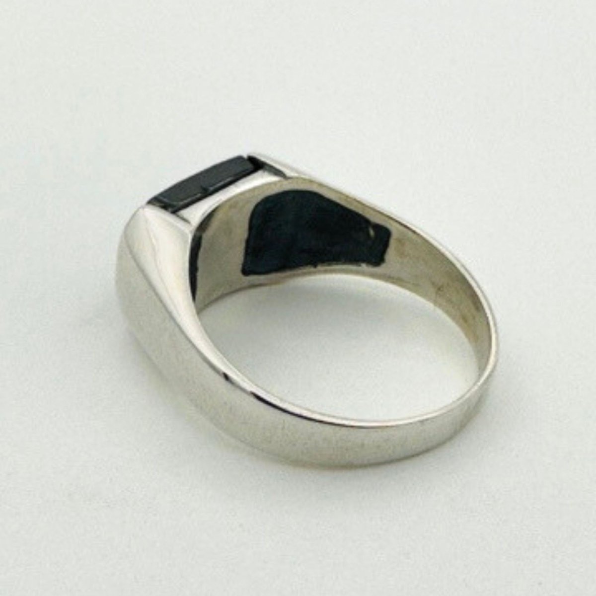 Men's Black Onyx Rectangle Silver Ring - TryAladdin