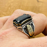 Men's Black Onyx Square Ring - TryAladdin