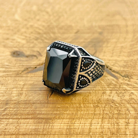 Men's Black Zircon Square Ring - TryAladdin