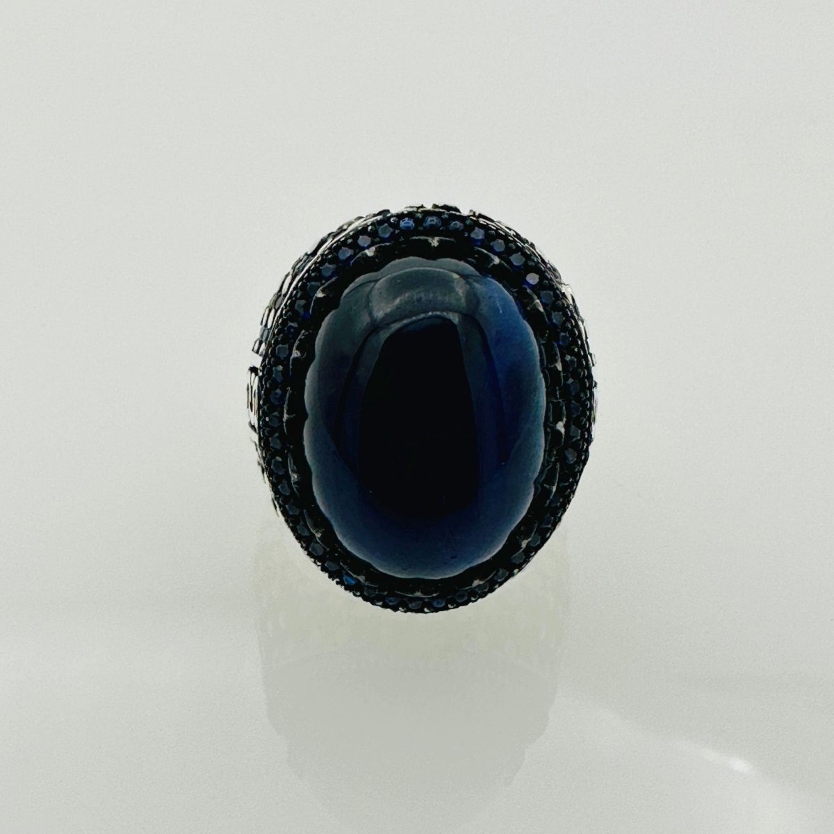 Men's Blue Lapis Lazuli Silver Ring - TryAladdin