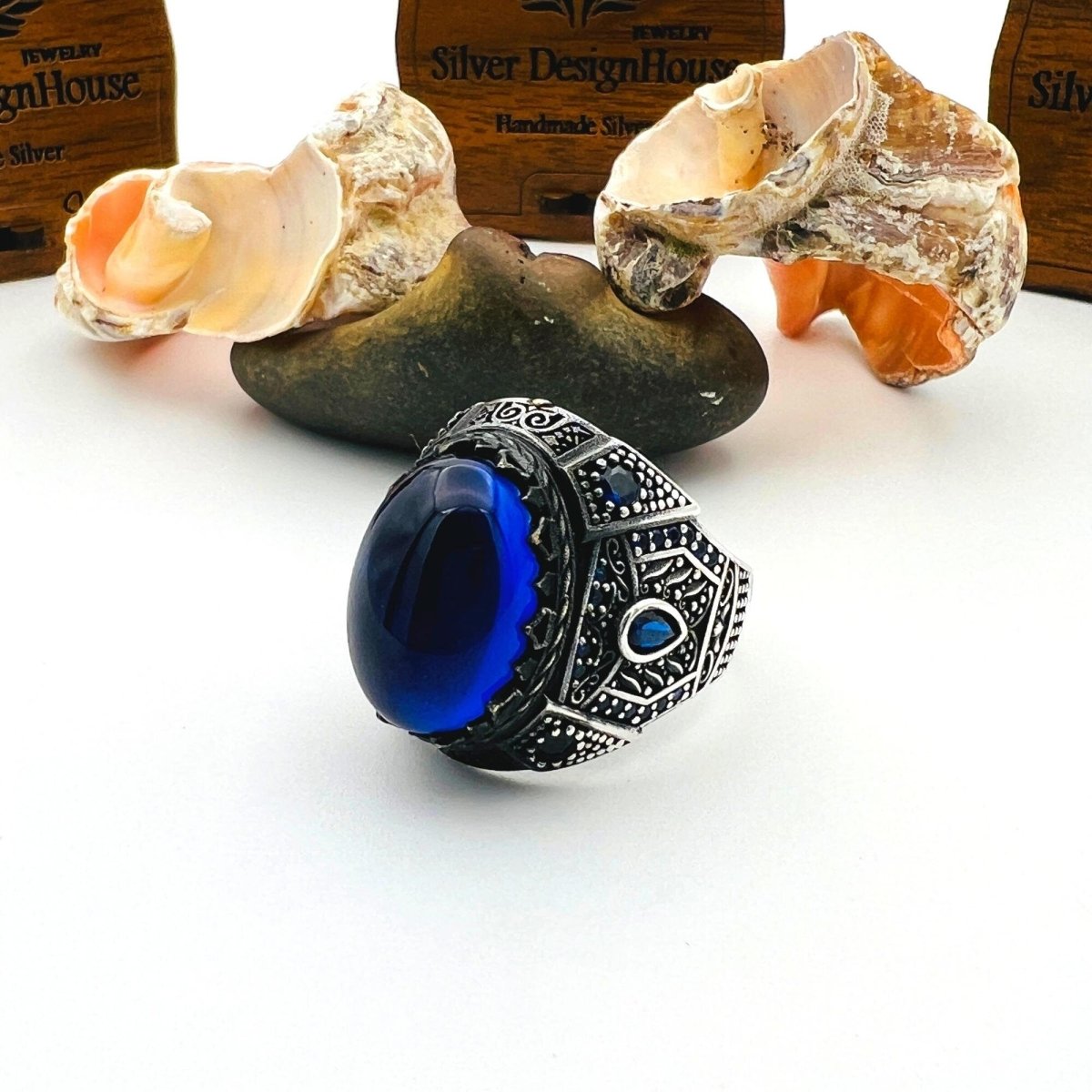 Men's Blue Topaz Sapphire Ring - TryAladdin