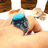 Men's Blue Topaz Turquoise Ring - TryAladdin