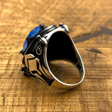 Men's Blue Tourmaline Stone Silver Ring - TryAladdin