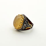 Men's Brown Agate Silver Ring - TryAladdin