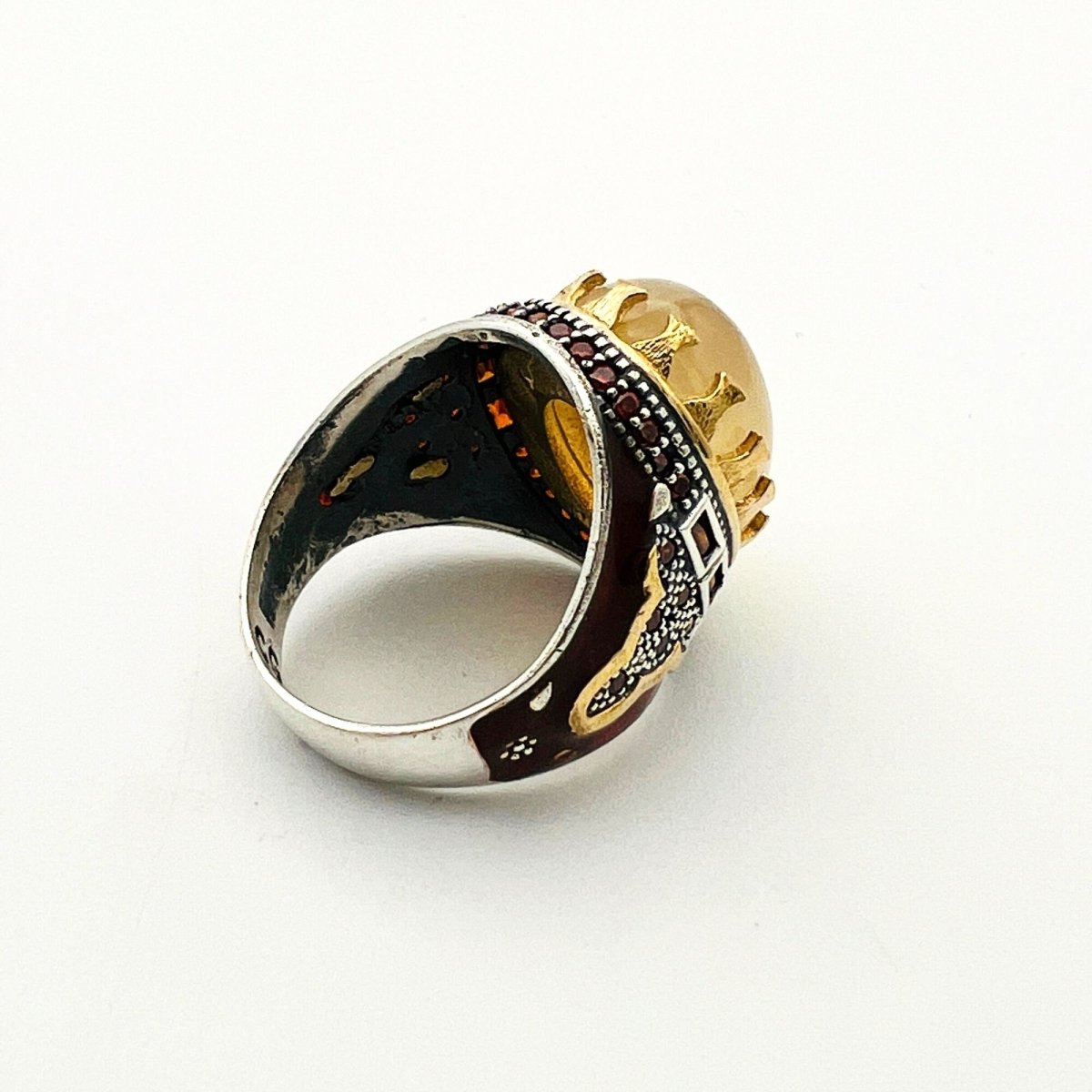 Men's Brown Agate Silver Ring - TryAladdin