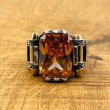 Men's Champagne Citrine Square Ring - TryAladdin