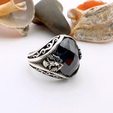 Men's Double - Headed Eagle Onyx Ring - TryAladdin