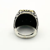 Men's Embroidered Onyx Silver Ring - TryAladdin