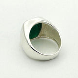 Men's Green Agate Gemstone Silver Ring - TryAladdin