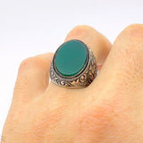 Men’s Green Agate Ottoman Ring - TryAladdin