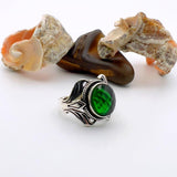 Men's Green Emerald Silver Ring - TryAladdin